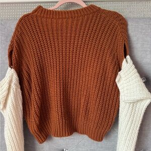 SHEIN Brown and Cream Knit Sweater